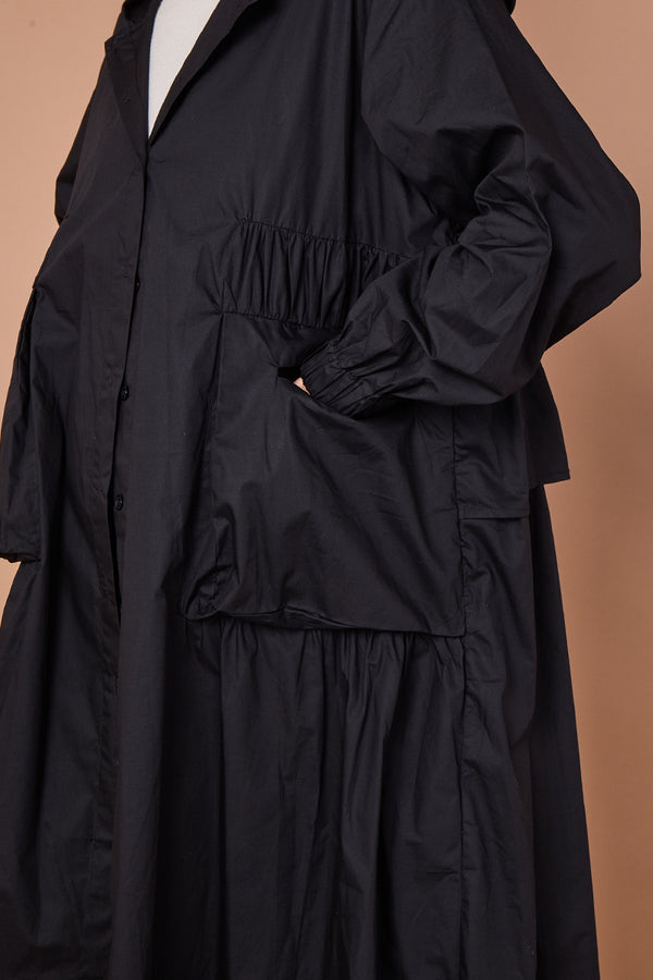 leonardo Hooded Jacket/Dress in Classic Black