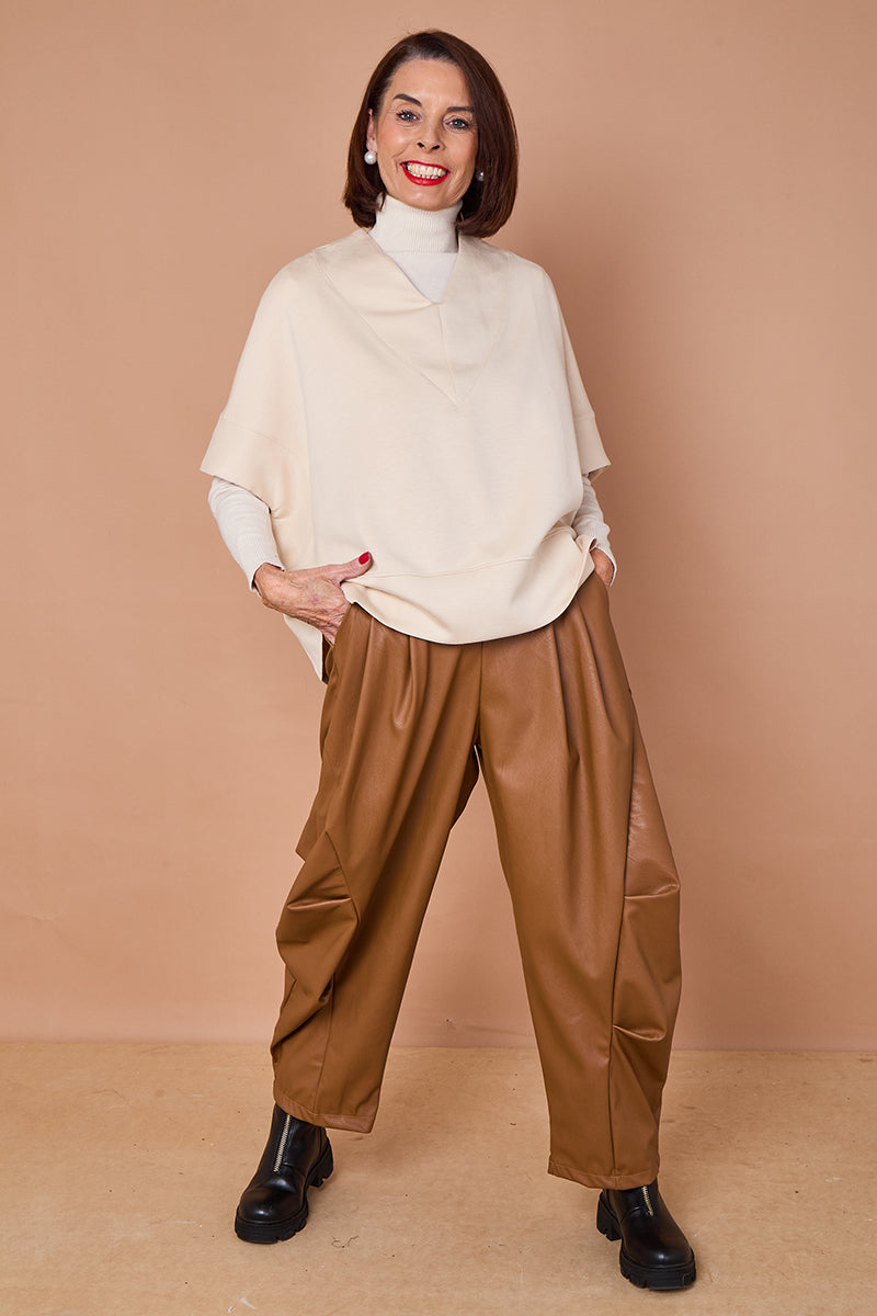 Flora batwing top in beige