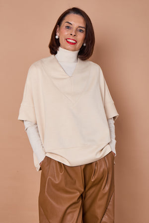 Flora batwing top in beige