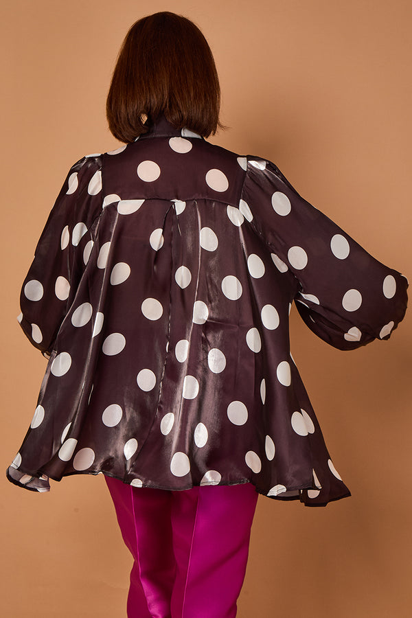 Lara shirt in black with white polka dots