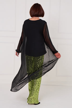 Lara waterfall top in black