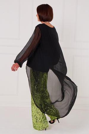 Lara waterfall top in black