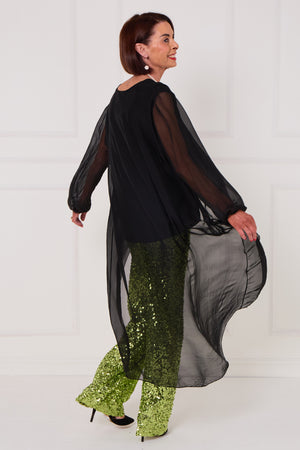 Lara waterfall top in black