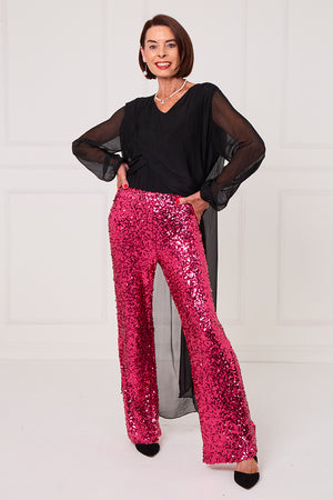 Monroe embellished diamante trousers in hot pink