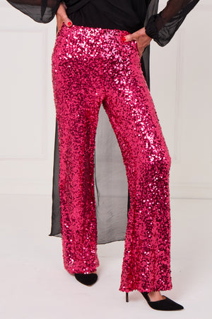 Monroe embellished diamante trousers in hot pink