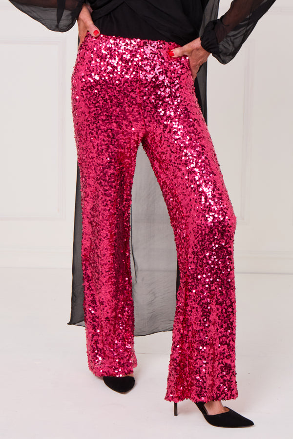 Monroe embellished diamante trousers in hot pink