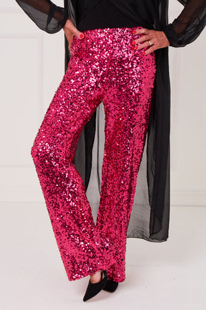 Monroe embellished diamante trousers in hot pink