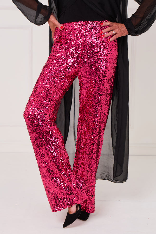 Monroe embellished diamante trousers in hot pink