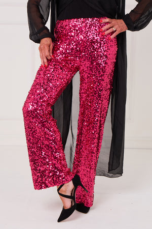Monroe embellished diamante trousers in hot pink