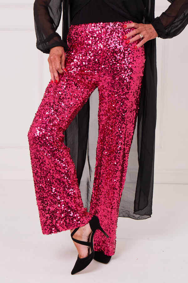 Monroe embellished diamante trousers in hot pink