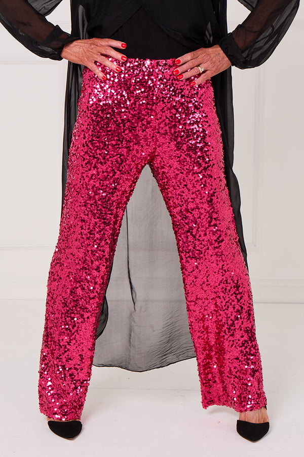 Monroe embellished diamante trousers in hot pink