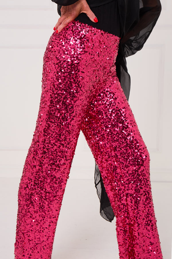Monroe embellished diamante trousers in hot pink