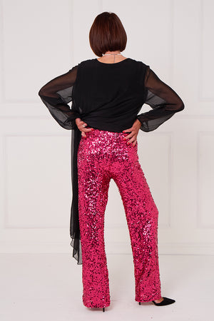 Monroe embellished diamante trousers in hot pink