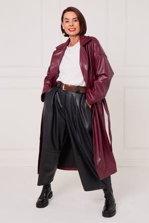 Piero PU long coat in mulberry