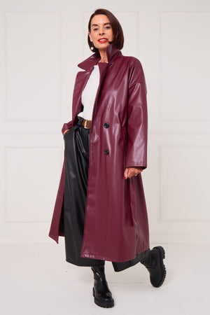 Piero PU long coat in mulberry