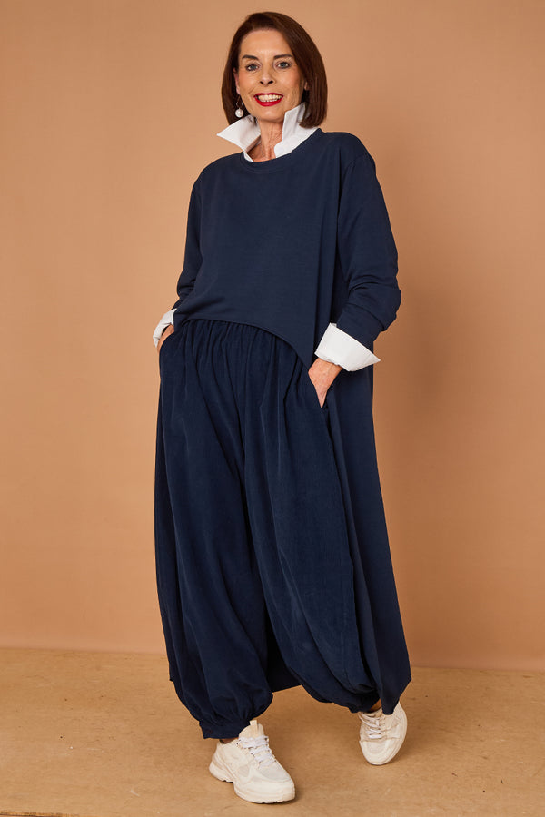 Sabrina waterfall sweatshirt top in navy