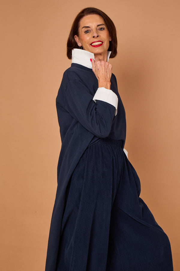 Sabrina waterfall sweatshirt top in navy