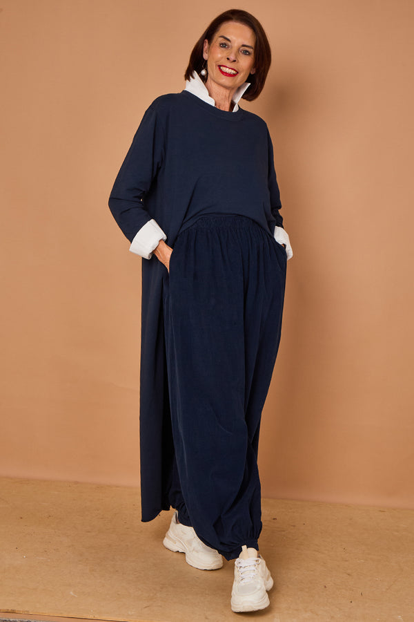 Sabrina waterfall sweatshirt top in navy