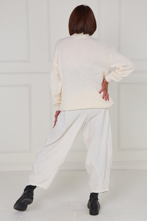 Claire 3d multi colour flower knitwear in ecru