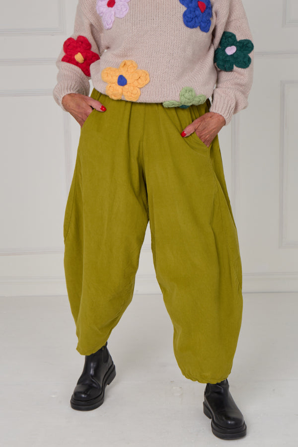 Lilly Cord Balloon Trouser In pistachio