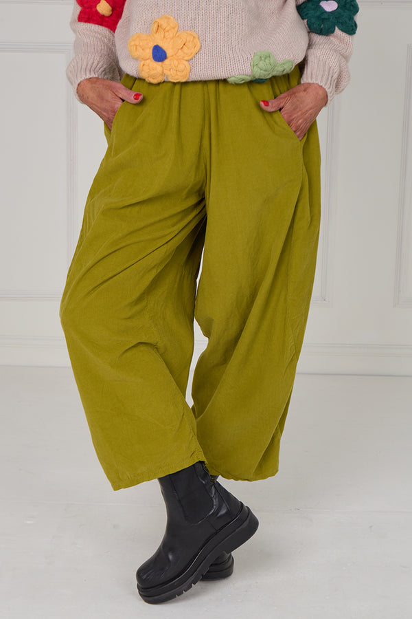 Lilly Cord Balloon Trouser In pistachio