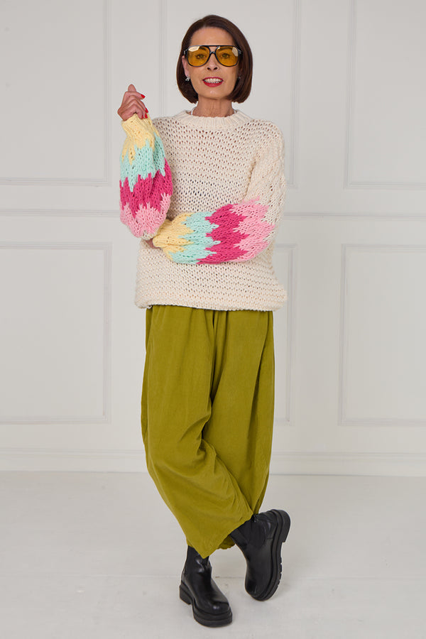 Lilly Cord Balloon Trouser In pistachio