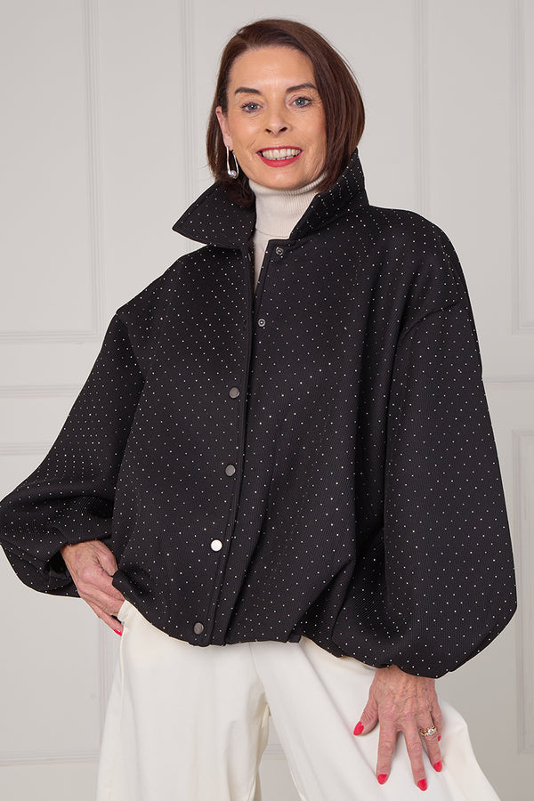 Tina exclusive diamante studed jacket in black