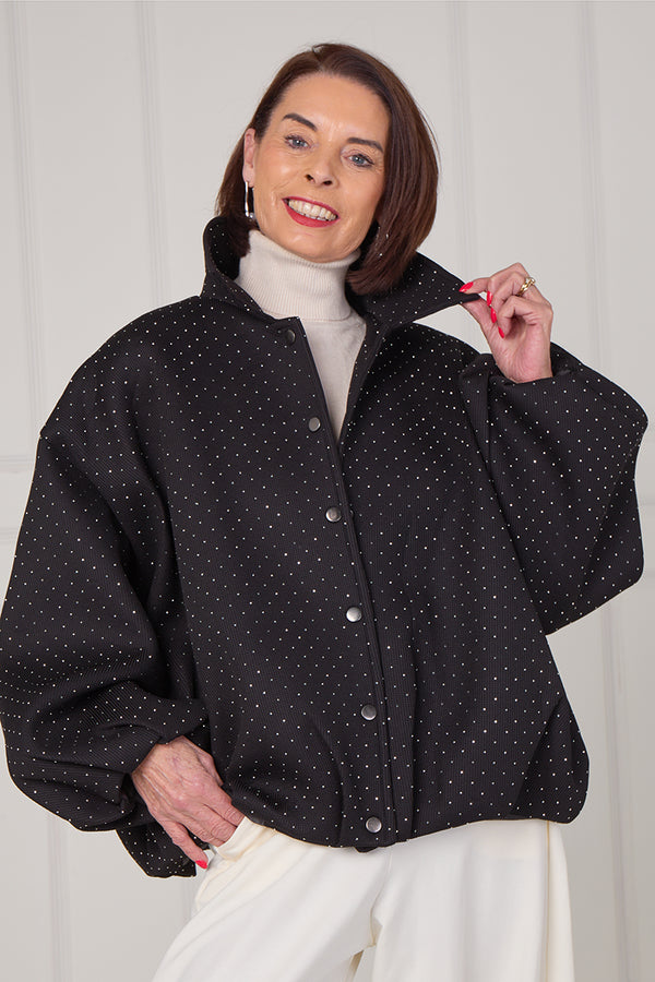 Tina exclusive diamante studed jacket in black