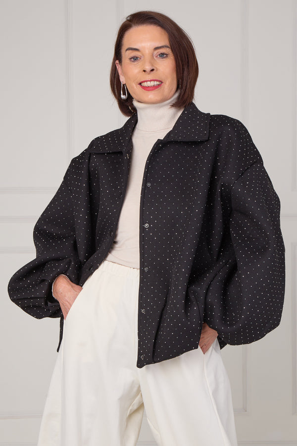 Tina exclusive diamante studed jacket in black