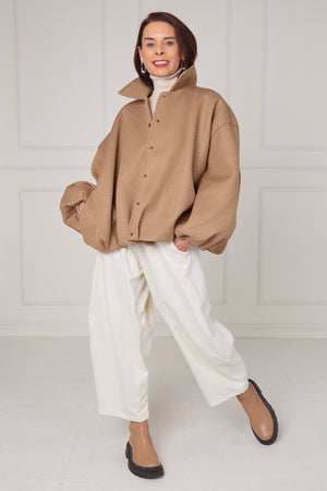 Tina exclusive diamante studded jacket in camel