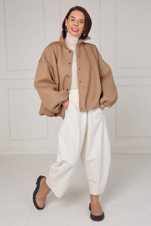 Tina exclusive diamante studded jacket in camel