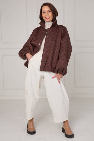 Tina exclusive diamante studded jacket in chocolate