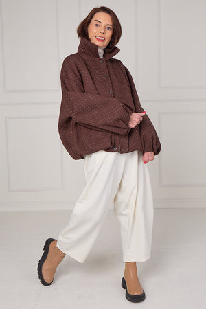 Tina exclusive diamante studded jacket in chocolate