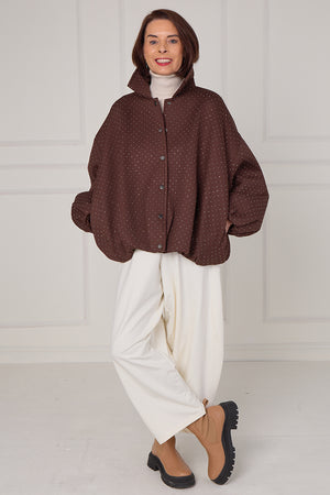 Tina exclusive diamante studded jacket in chocolate