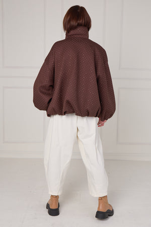 Tina exclusive diamante studded jacket in chocolate