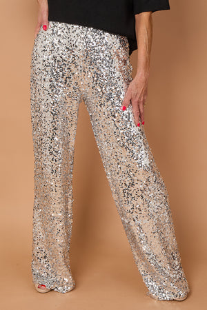 Monroe embellished diamante trousers in silver