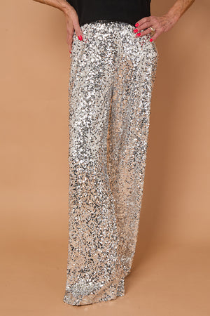 Monroe embellished diamante trousers in silver