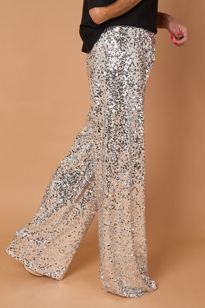 Monroe embellished diamante trousers in silver