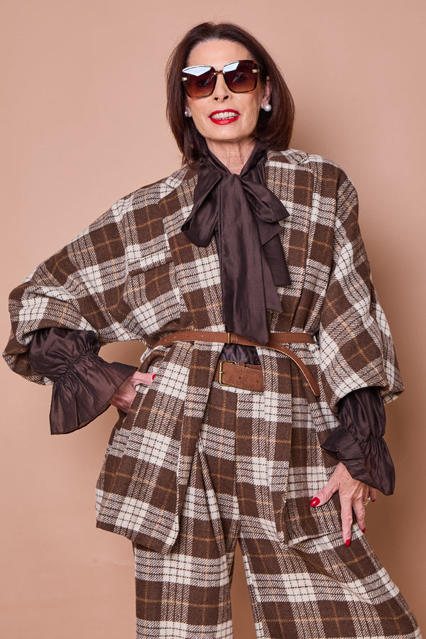 Angelo jacket in chocolate beige and cream
