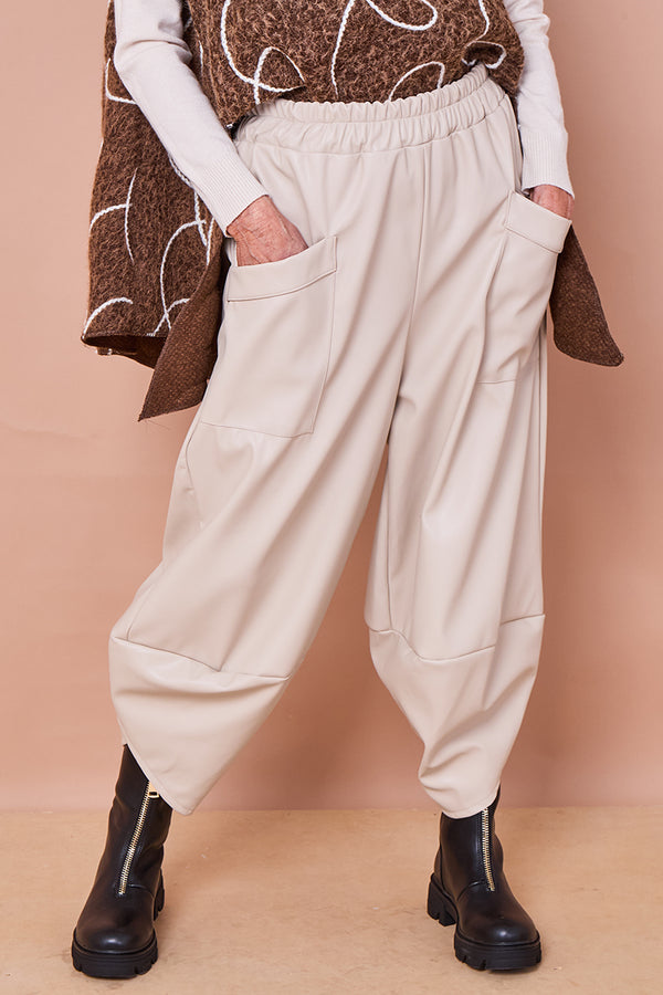 Pinocchio trousers in beige faux pu leather