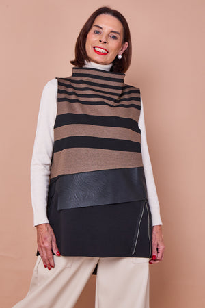 Shirley Waterfall top in mocha and black