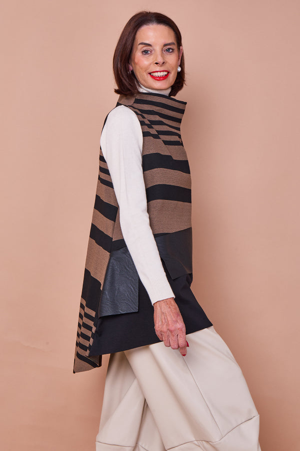 Shirley Waterfall top in mocha and black