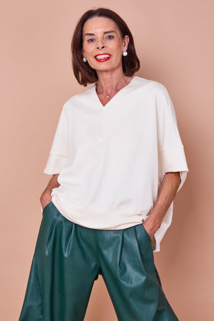 Flora batwing top in ecru