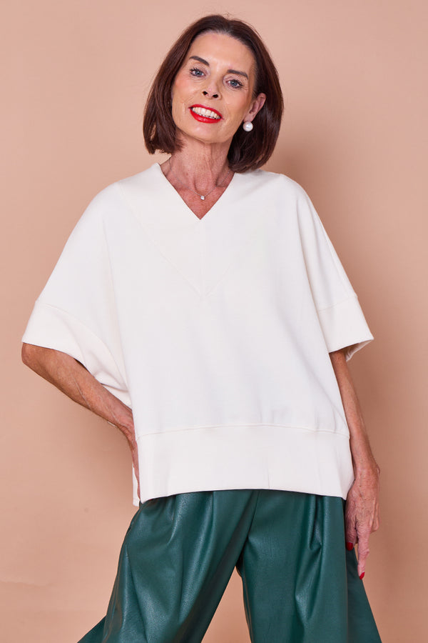 Flora batwing top in ecru
