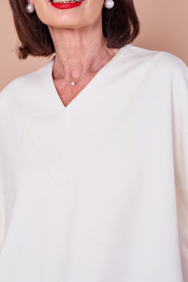 Flora batwing top in ecru