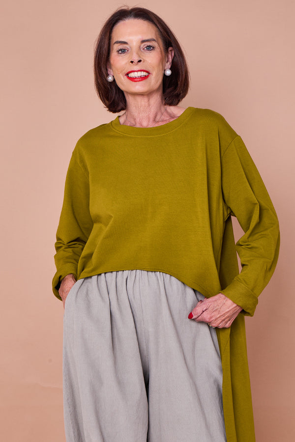 Sabrina waterfall sweatshirt top in pistachio