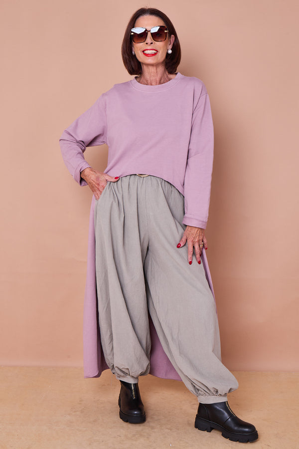 Sabrina waterfall sweatshirt top in blush