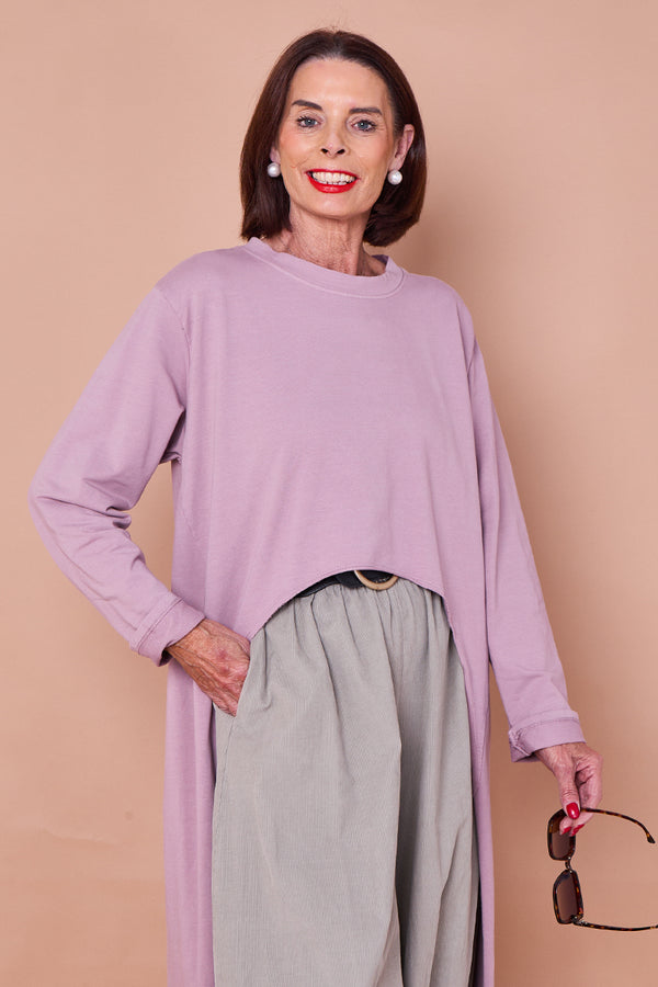 Sabrina waterfall sweatshirt top in blush
