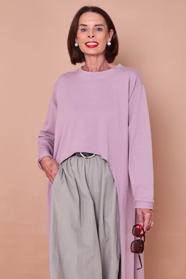 Sabrina waterfall sweatshirt top in blush