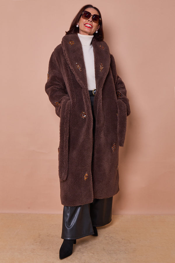 Cecilia long coat in chocolate